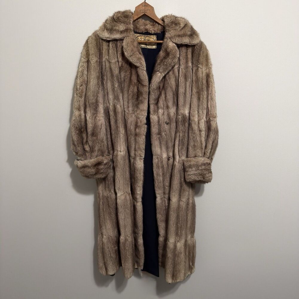 Vintage 60s I.J. Fox Paris London Mink Fur Coat Full Length Quiet Luxury Large